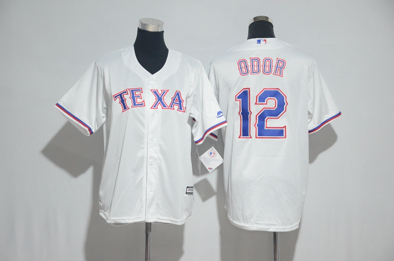 Youth 2017 MLB Texas Rangers #12 Odor White Jerseys